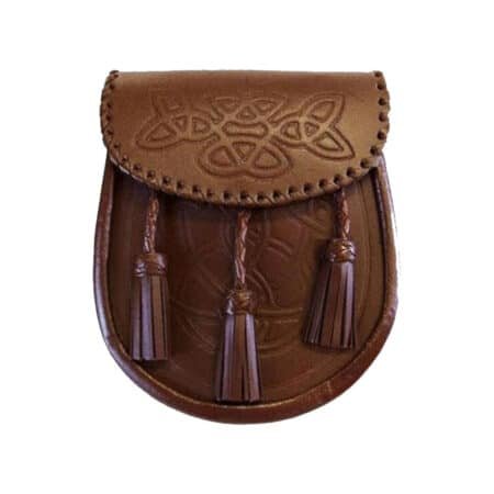 Brown Celtic Embossed Leather Sporran