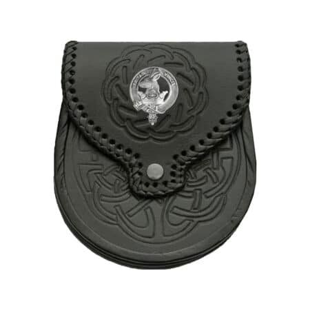 Clan Crest Badge Leather Sporran
