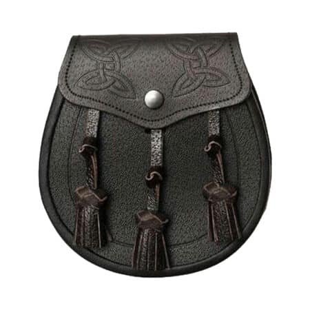 Dark Brown Leather Twin Swirl Celtic Embossed Sporran