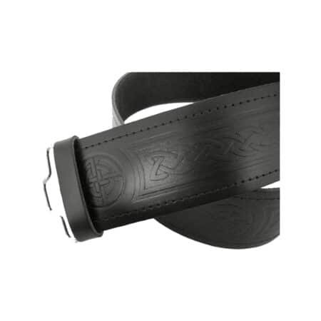 Embossed Scottish Highland Kilt Belt with Celtic Buckle