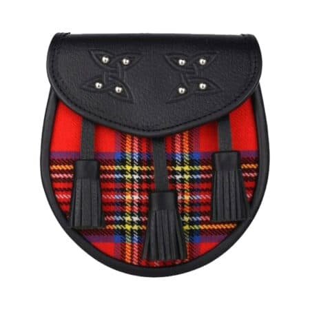 Genuine Leather with Royal Stewart Tartan Sporran