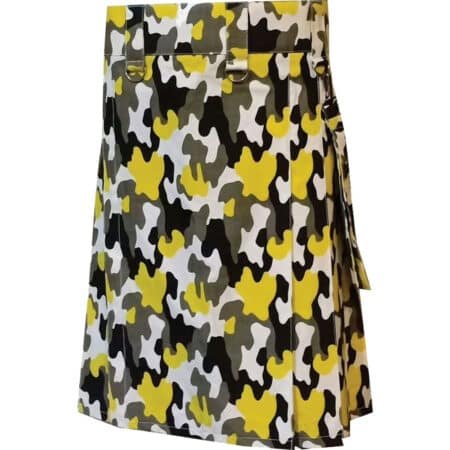 Modern Pattern Camo Utility Kilt with Detachable Pocket
