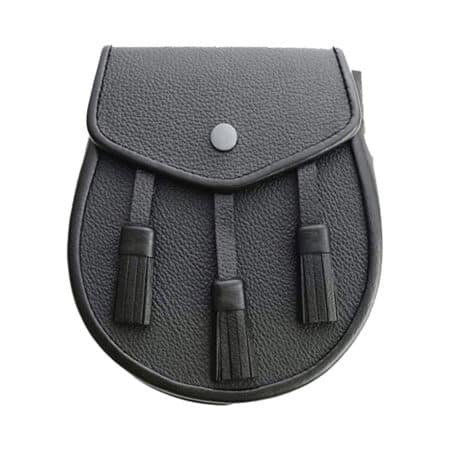 Scottish Three Tassel Leather Sporran With Free Chain Belt