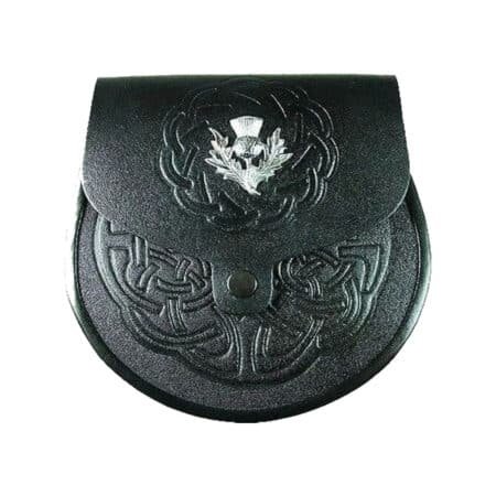 Thistle Crest Embossed Leather Sporran