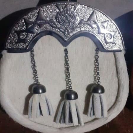 White Seal Skin 3 Tassels Full Dress Sporran