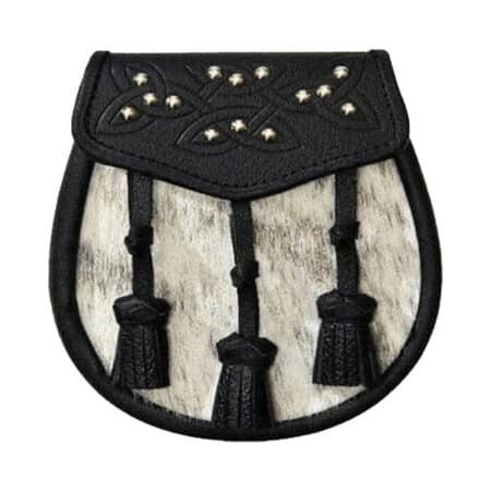 Semi Dress Natural Calfskin 14 Stud Leather Tassel Sporran