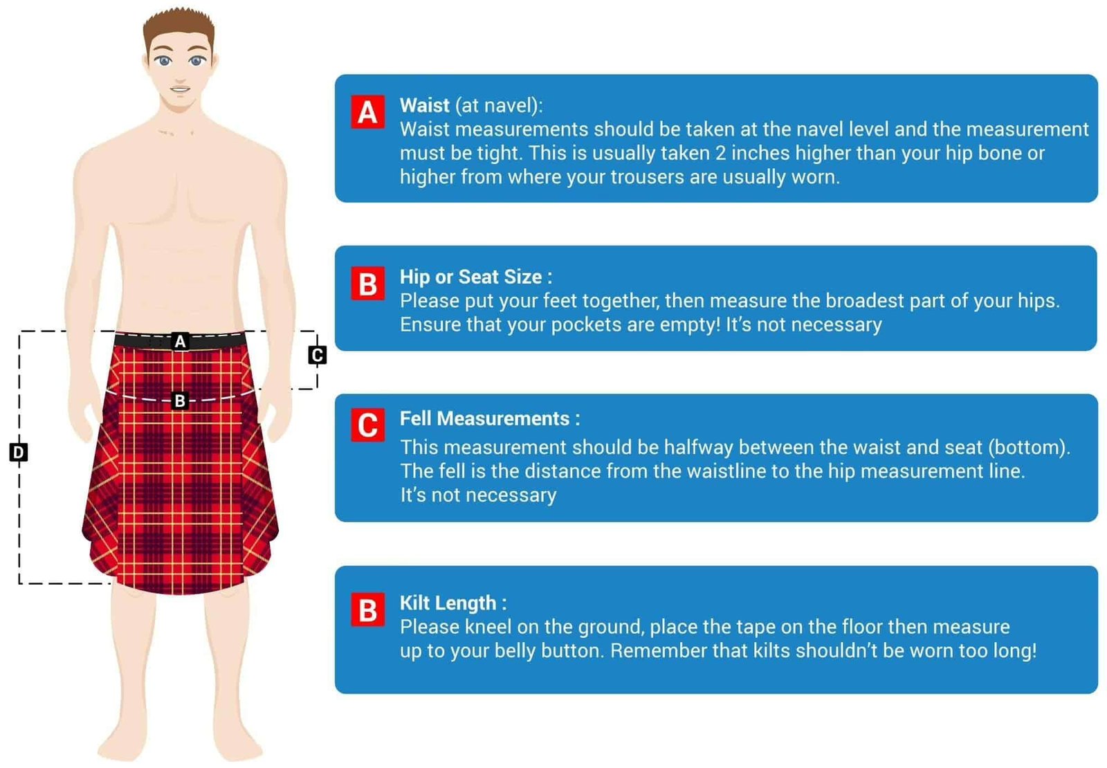 How to measure kilt size