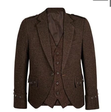 Scottish Dark Brown Tweed Argyll Kilt Jacket